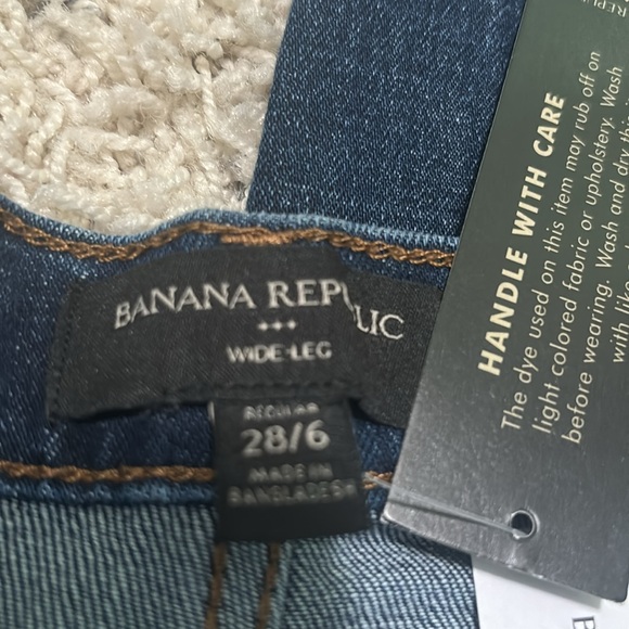 Banana Republic Wide Leg Jeans Pant High Rise Dark Denim Pleated NWT 28/6 - Picture 6 of 13